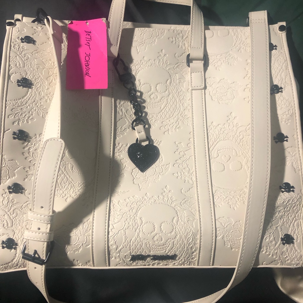 Betsey Johnson Cream Tote Bag With Skull Details